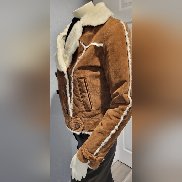 Wilsons Leather Tan and Cream Teddy Jacket - Picture 6 of 16